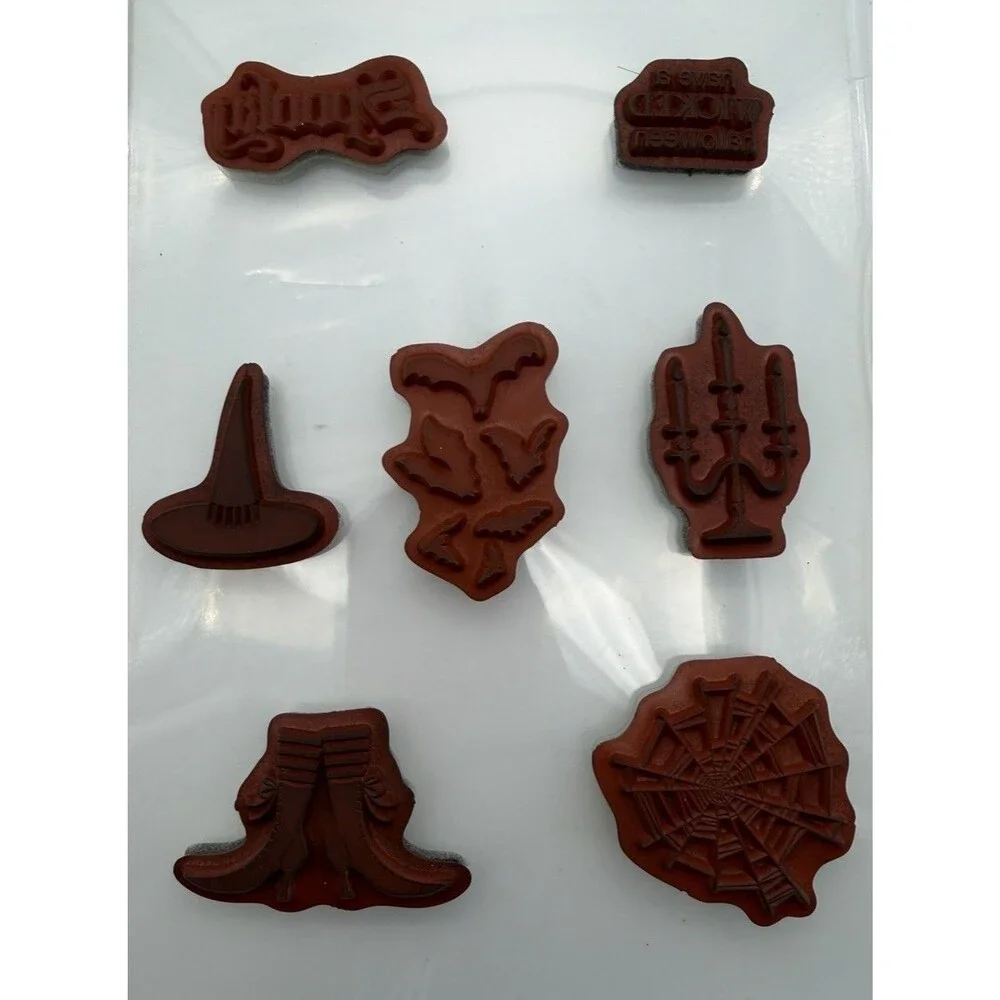 Stampin' Up! Wicked Cool Retired Stamp Set Halloween Set of 7 Witch Bats